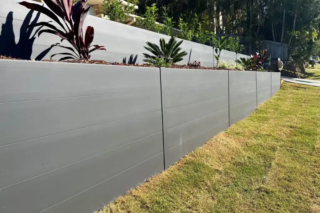 Modern grey concrete retaining wall