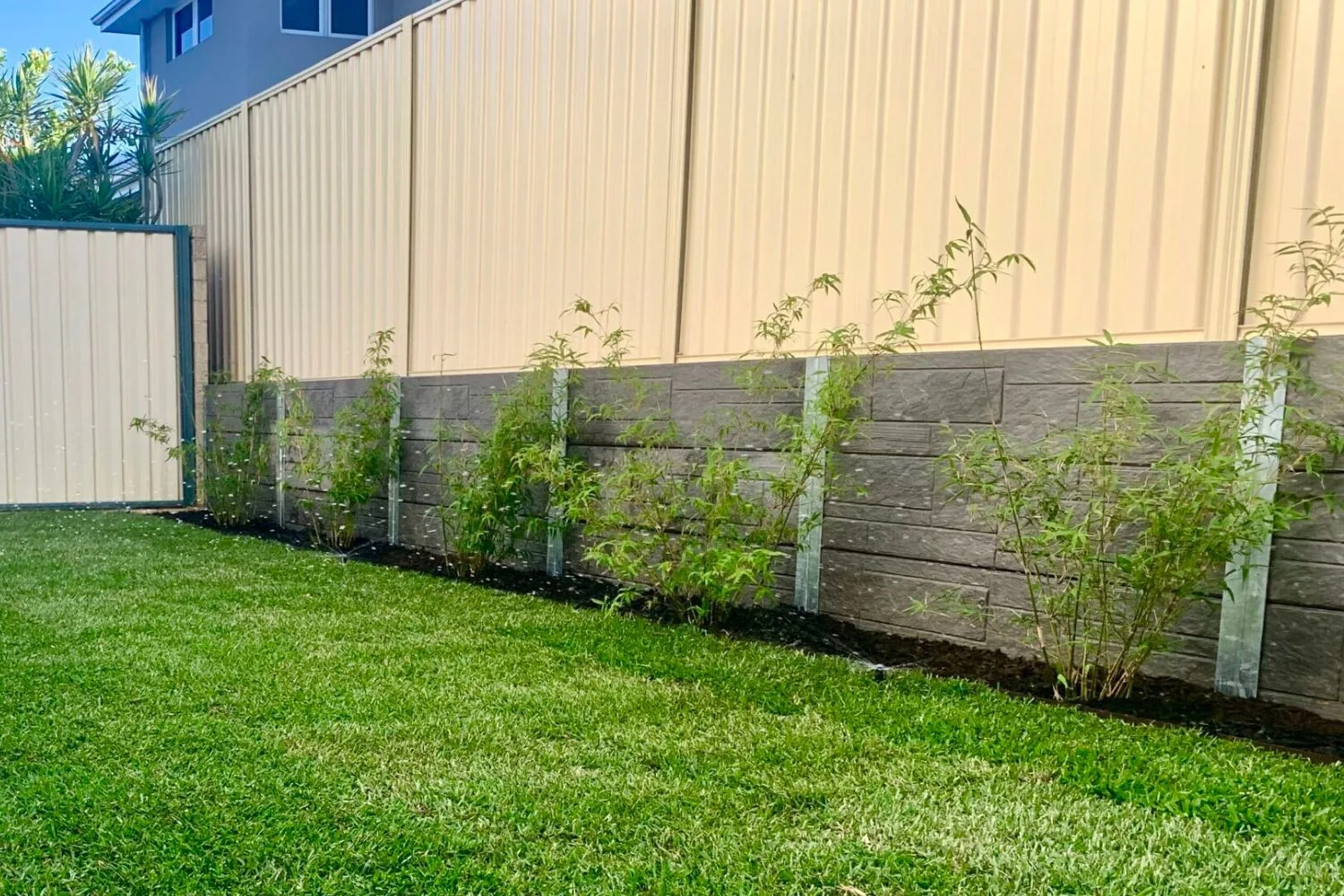 Concrete sleeper retaining wall on a Mornington Peninsula property