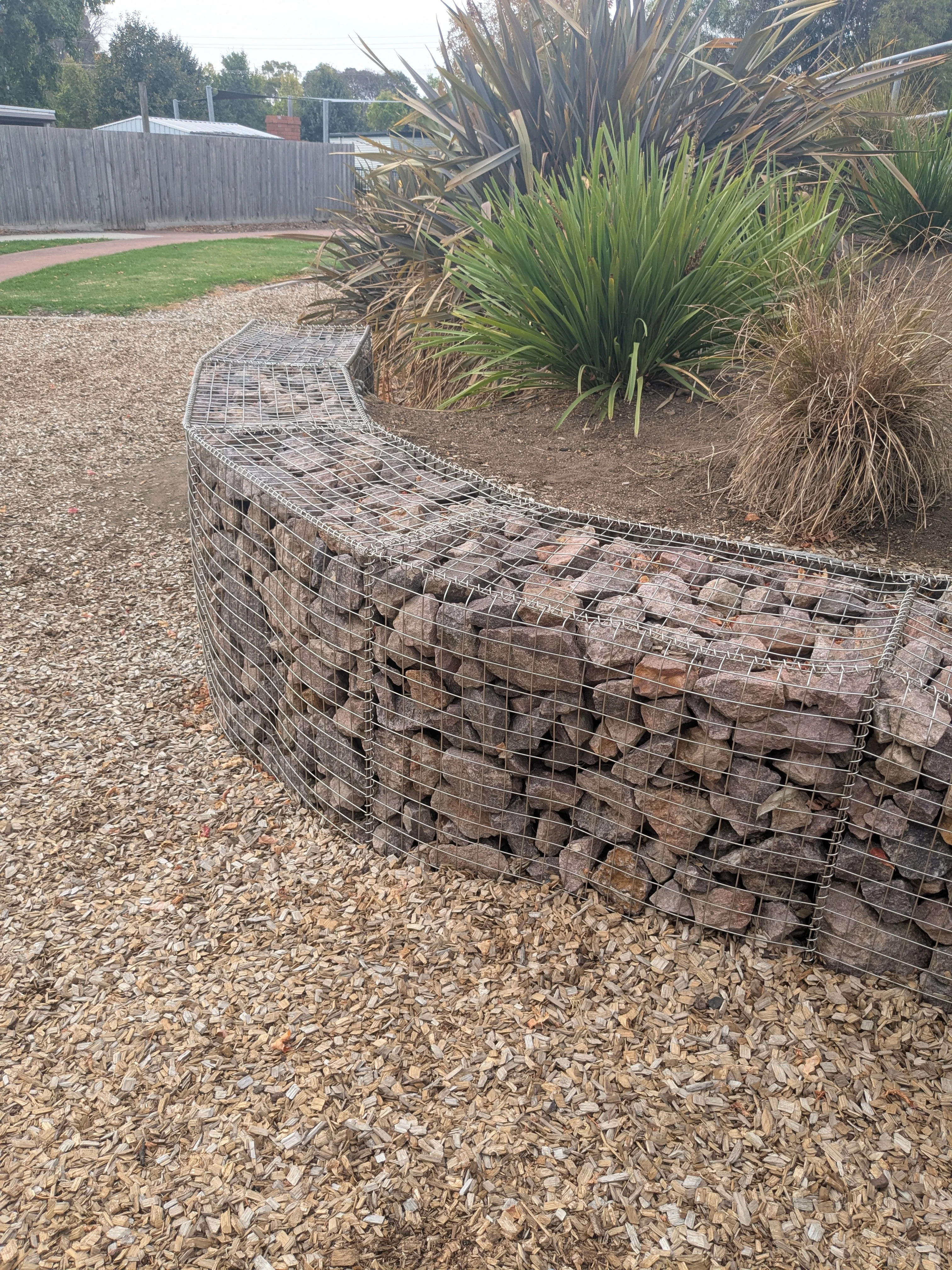 Gabion retaining wall close-up