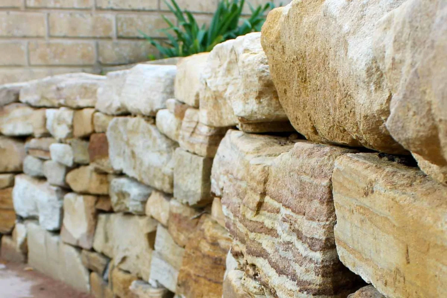 Sandstone boundary retaining wall