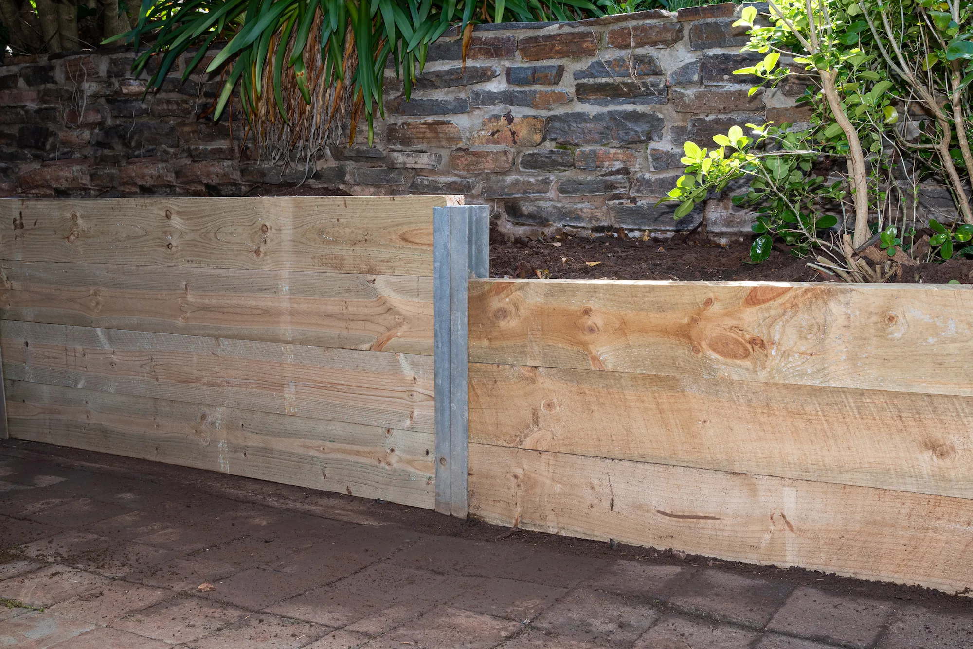 Timber retaining wall on a residential Mornington Peninsula property