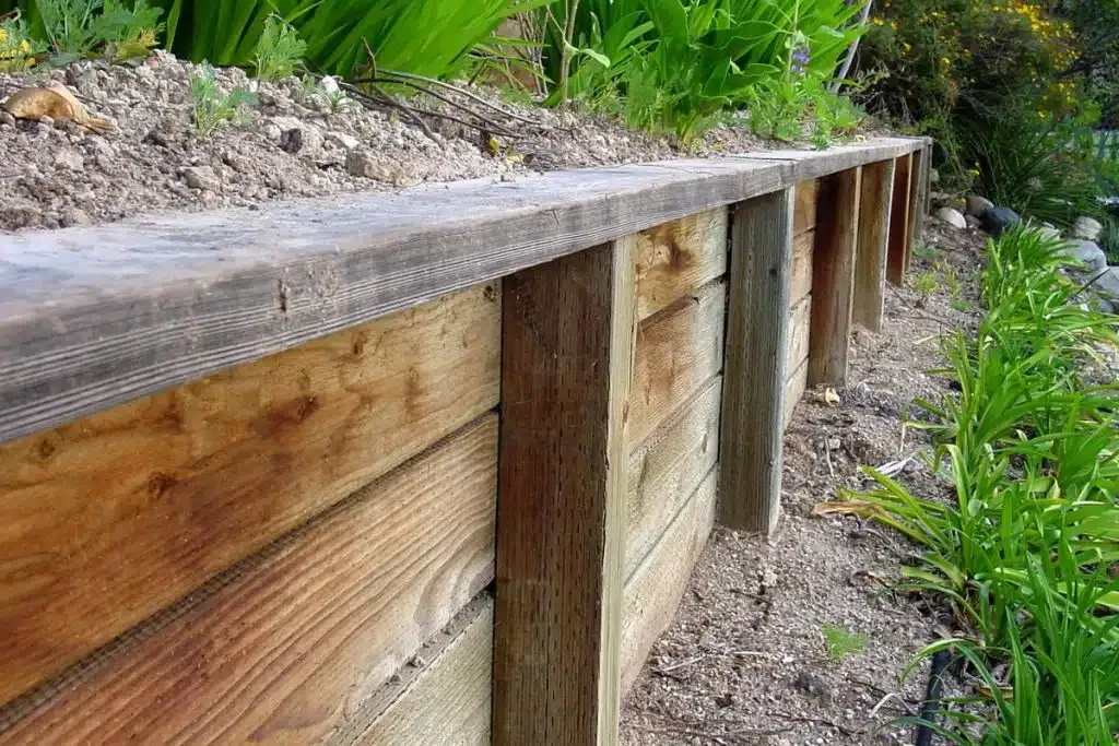 Timber retaining wall built on the Mornington Peninsula